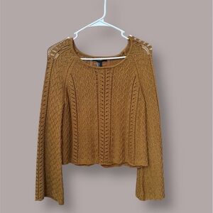 Forever 21 Mustard Knit Bell Sleeve Sweater